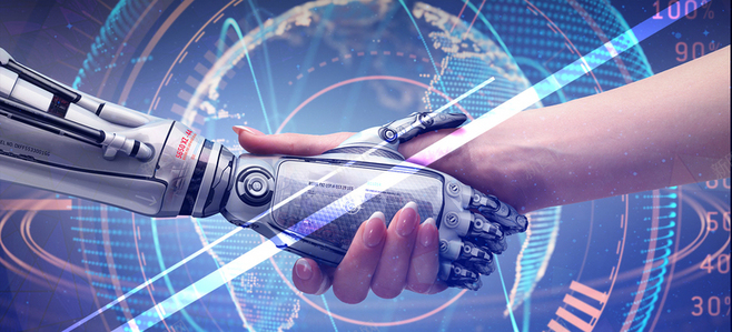 机器科技感商业海报 AI智能与共赢未来